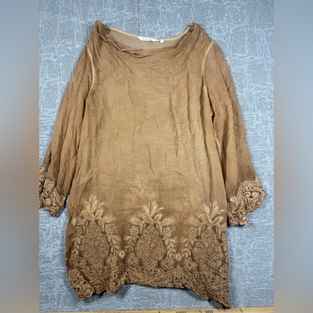 Soft Surrounding Women’s Renee Silk Tunic Neck Brown Top Size Large